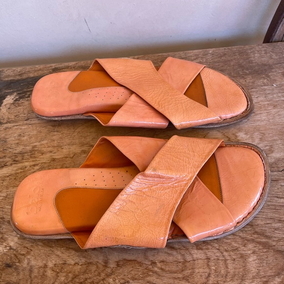 bolo Italian Designer Orange Leather Padded Comfort Sandals Men’s 11 ITALY NICE! - Picture 12 of 12